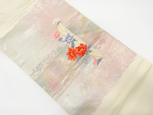 JAPANESE NAGOYA OBI / WOVEN PEONY